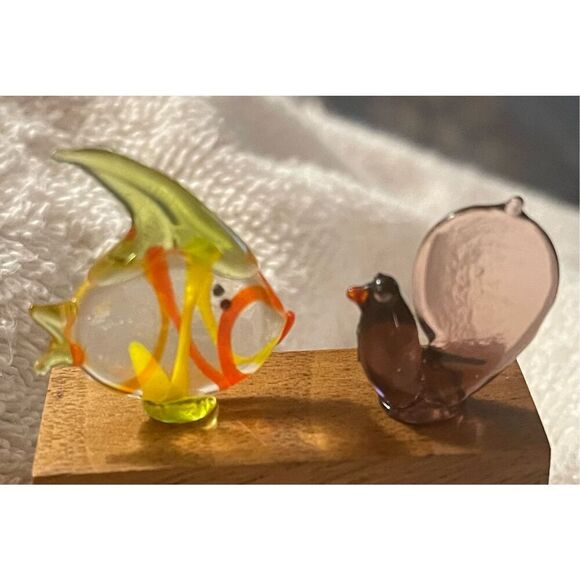 Vintage miniature blown glass fish and bird  art glass figurines - Picture 8 of 9